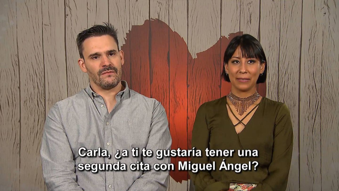 Miguel Ángel y Carla (Andrea), en la decisión final. (Mediaset)