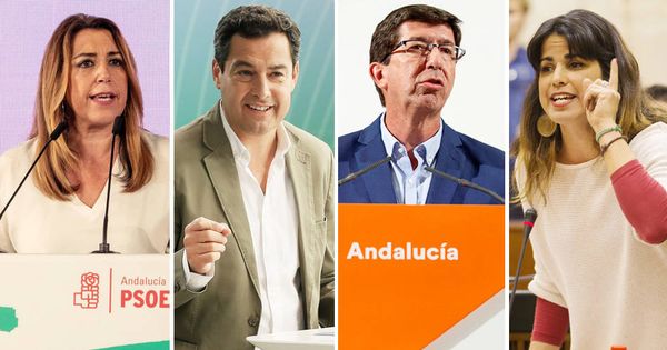 Foto: Los candidatos a la presidencia de la Junta de Andalucía (i-d): Susana Díaz (PSOE), Juanma Moreno (PP), Juan Marín (Ciudadanos) y Teresa Rodríguez (Adelante Andalucía). (EC)