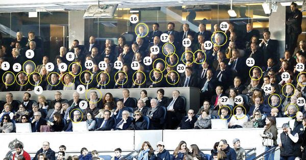 Foto: Fotografía de un ¿quién es quién? en el palco del Bernabéu el pasado mes de diciembre (Baldesca Samper)