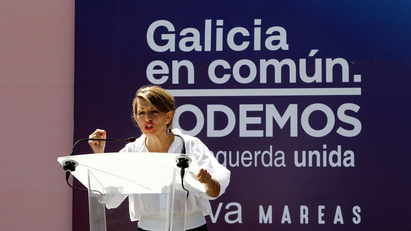 La ministra de Trabajo, Yolanda Díaz, en un acto de su formación en Galicia. (EFE)