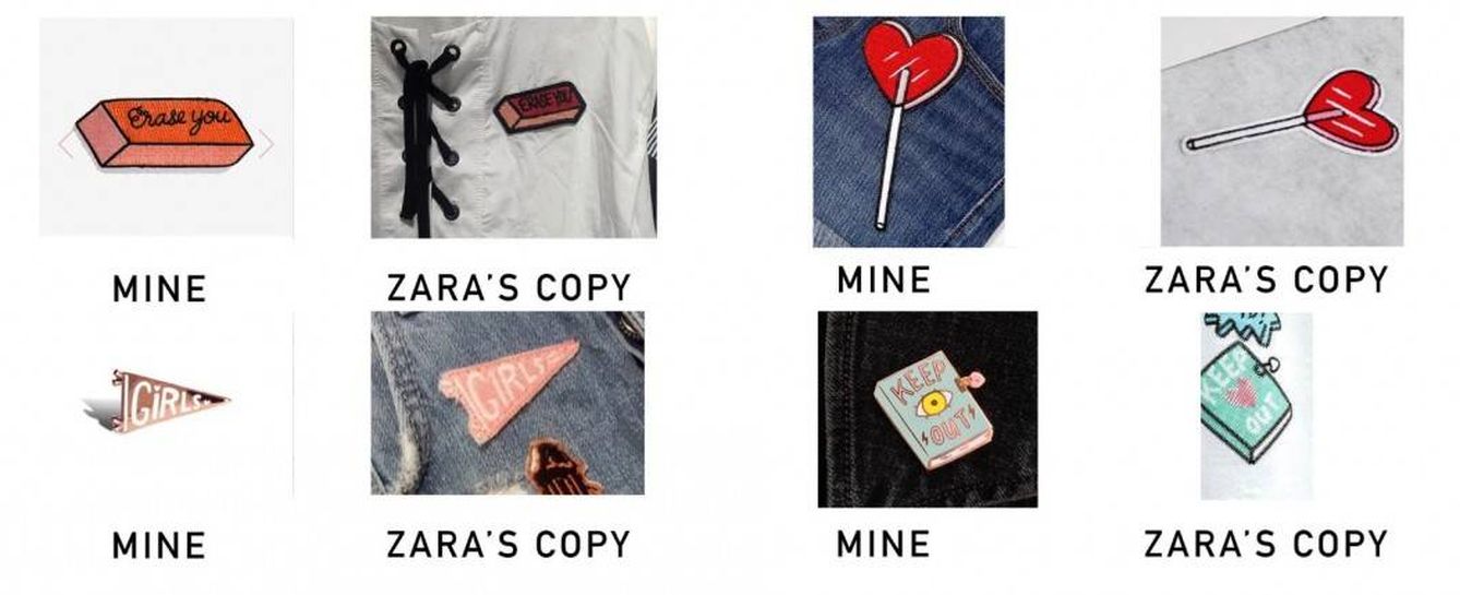 Foto: Comparativa de los diseños de Tuesday Bassen y los logos de Zara