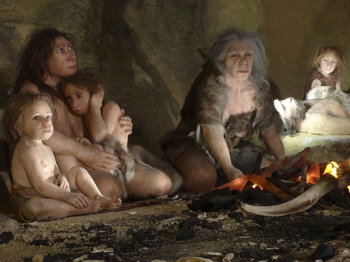 Foto: Reconstrucción de la vida cotidiana de una familia de neandertales. (Museo de Krapina/Reuters/Nikola Solic)
