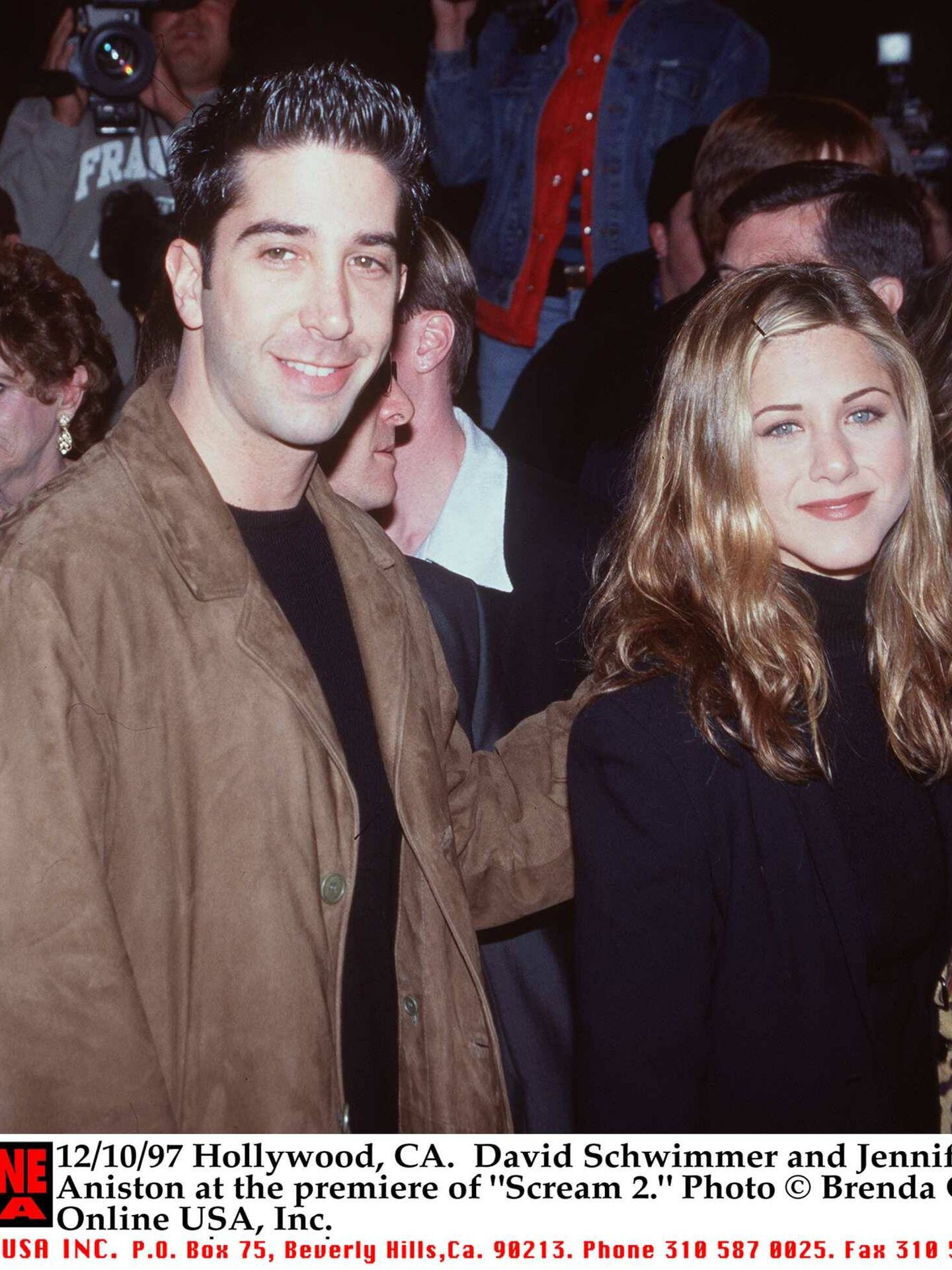 David Schwimmer y Jennifer Aniston, juntos en una premiere en 1997. (Getty)
