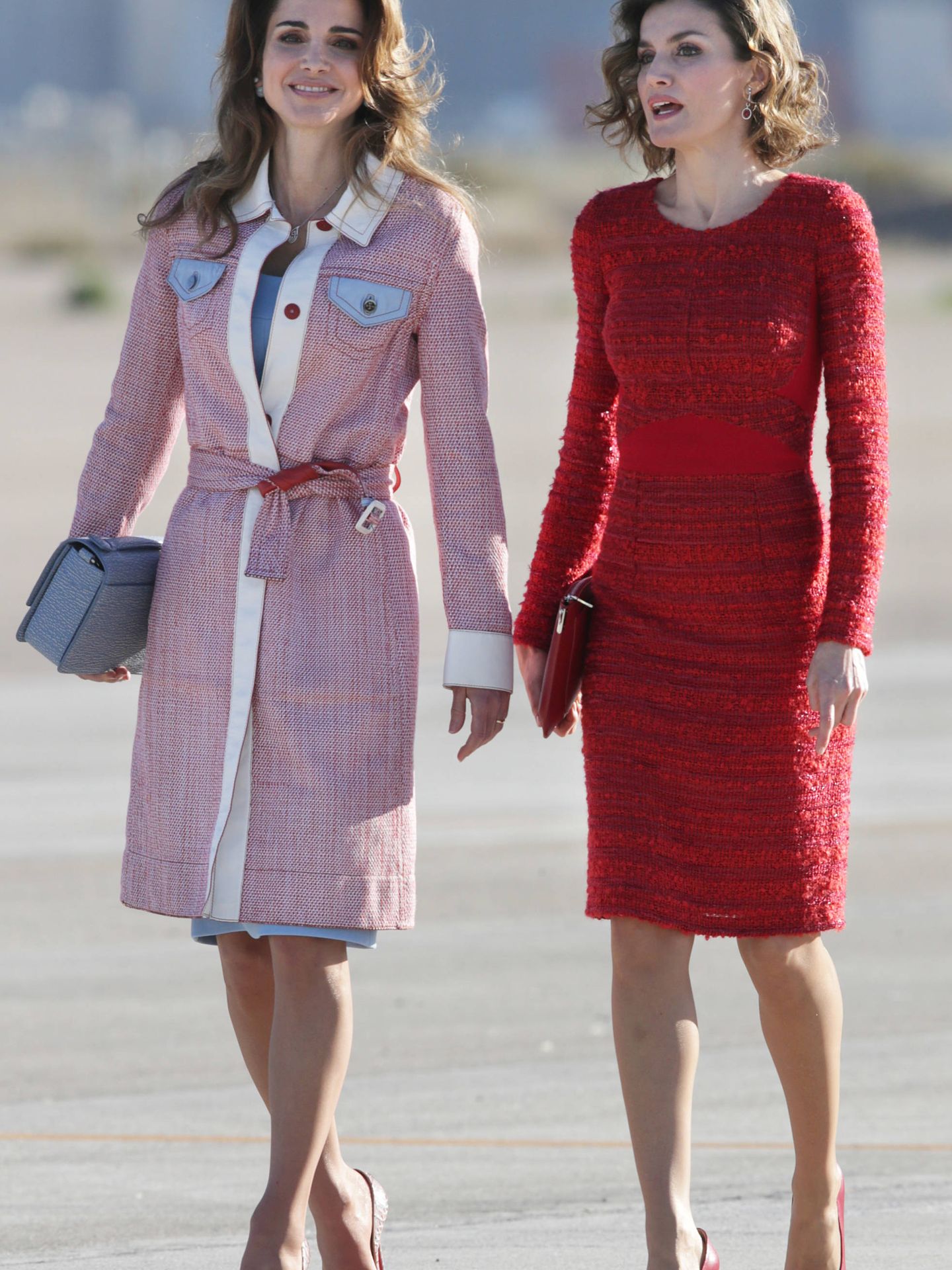  Rania y Letizia, durante la visita de los reyes jordanos a España. (Gtres)