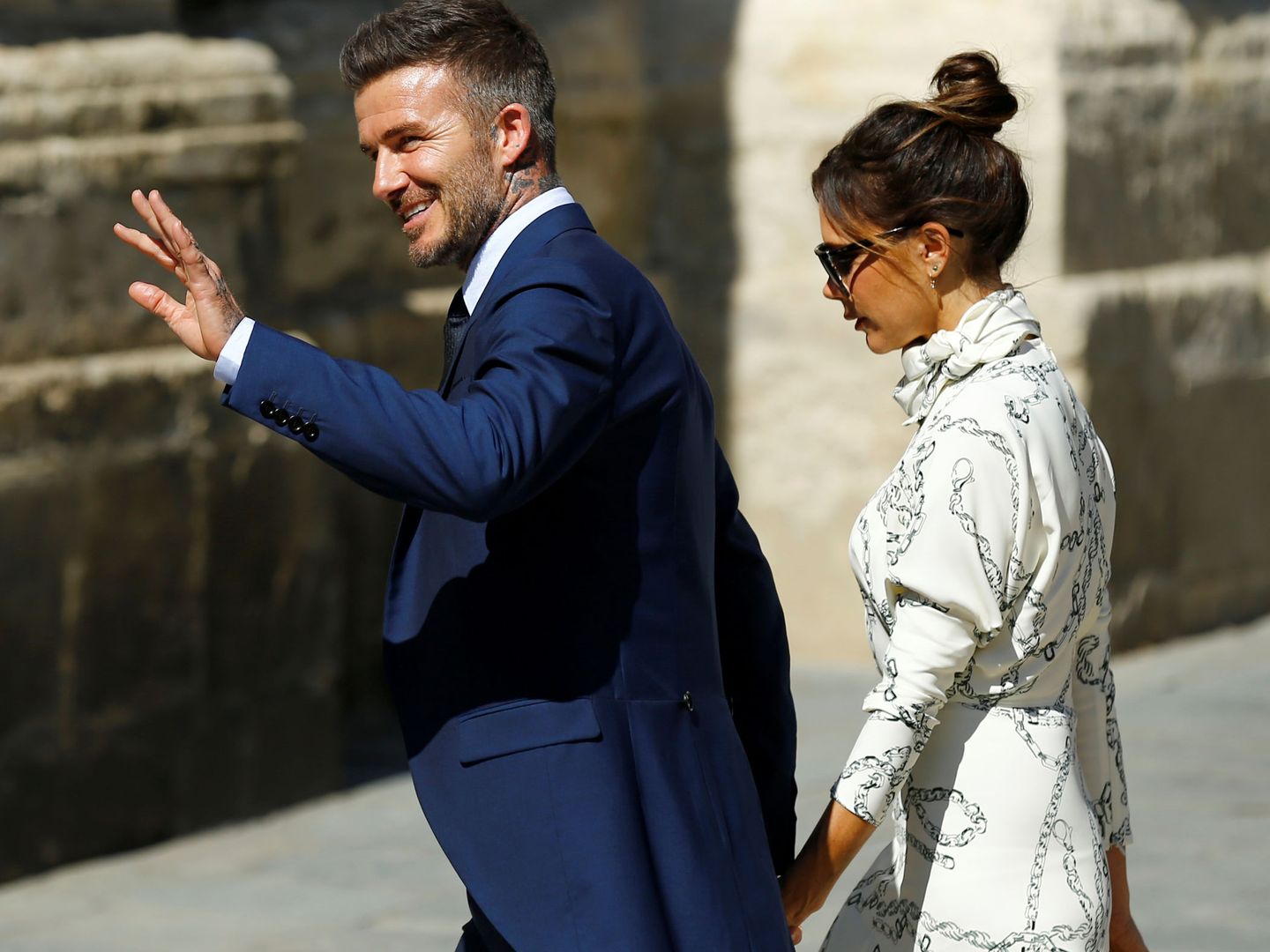 David y Victoria Beckham en la boda de Pilar Rubio. (Reuters)