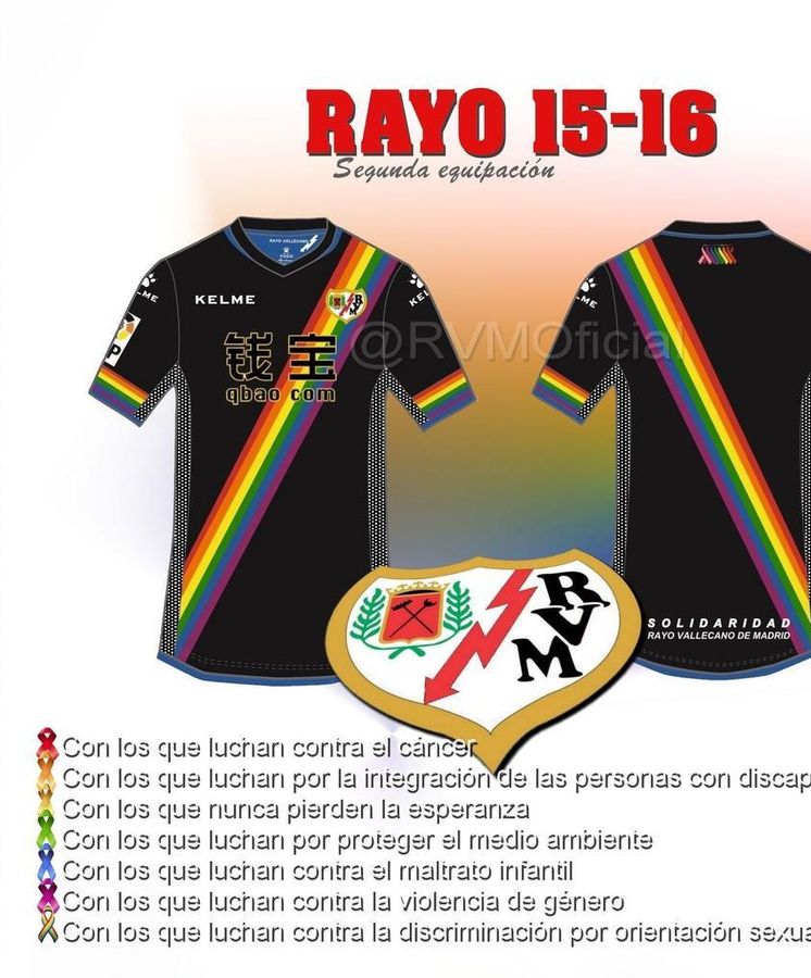 El Rayo Vallecano sustituye franja roja por la bandera arcoíris en la camiseta