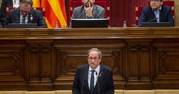 Foto: El presidente de la Generalitat, Quim Torra, durante su intervención en el pleno de política general. (EFE)