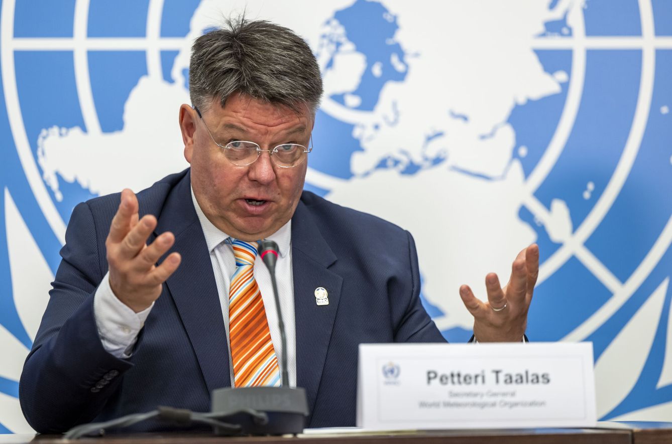 El secretario general de la OMM, Petteri Taalas, durante la presentación del informe. (EFE/M.Trezzeni)