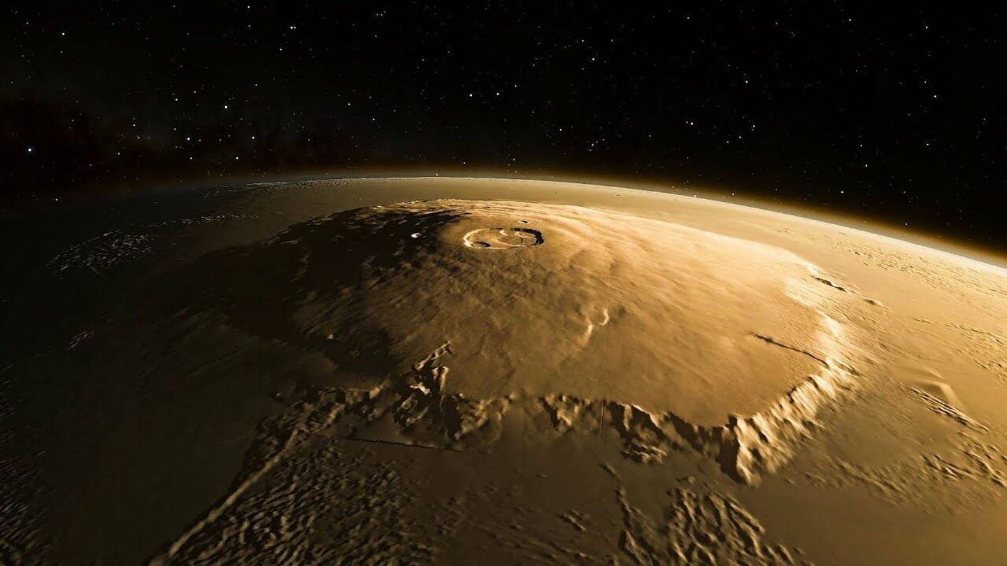 Imagen del Monte Olimpo desde la órbita marciana.