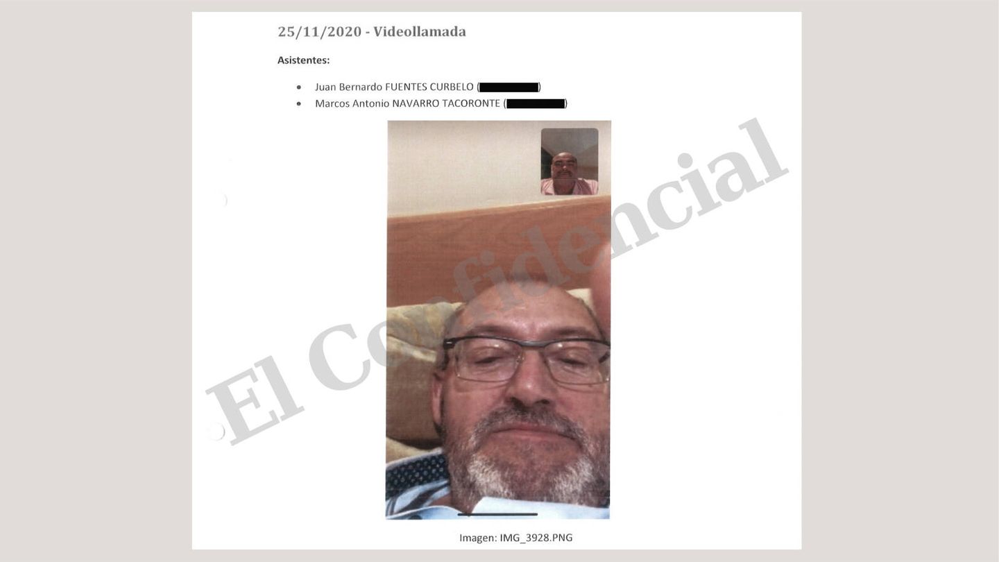 El diputado socialista, durante una viodeollamada con el intermediario Marco Antonio Navarro Tacoronte. (EC)