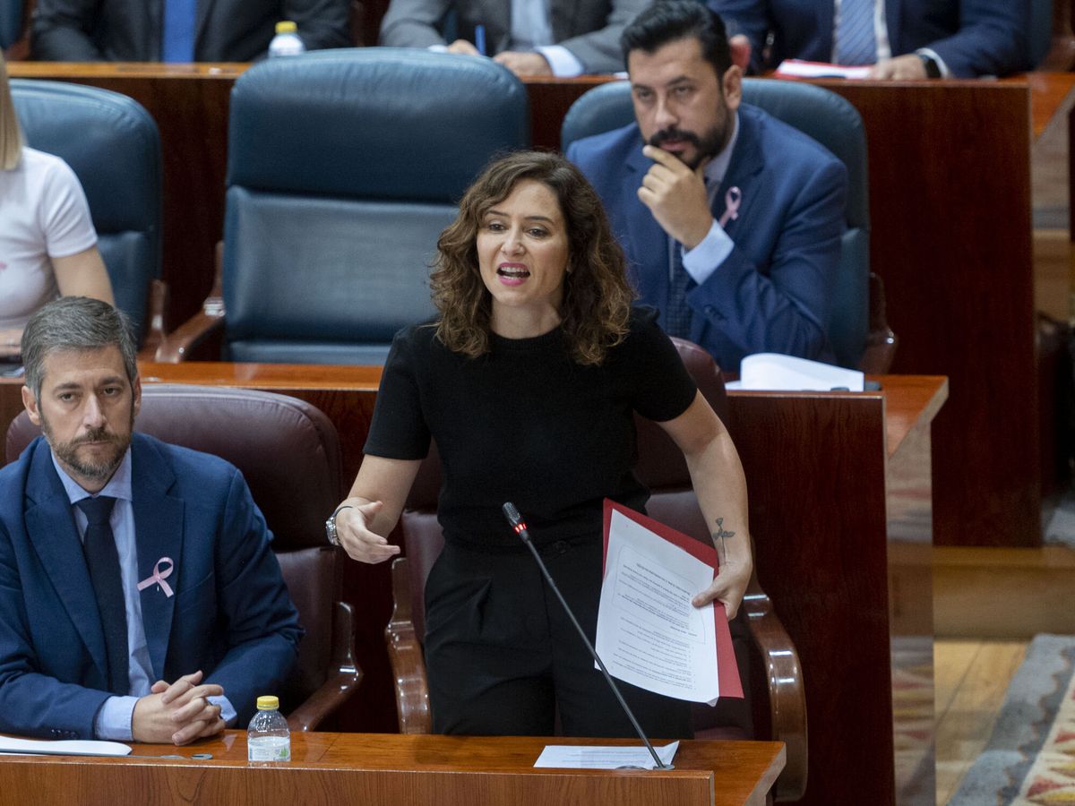 Foto: Isabel Díaz Ayuso, durante el pleno de la Asamblea. (EP/Alberto Ortega)