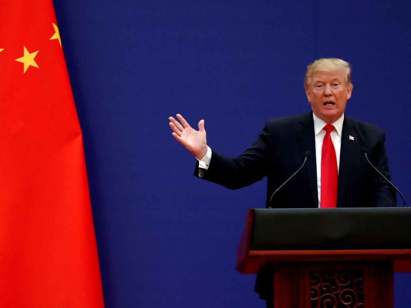 Trump da un discurso durante una visita a China (REUTERS)