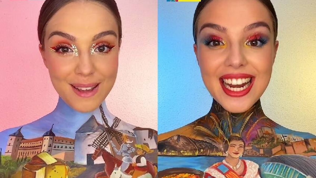 Una artista se maquilla con lo más característico de cada CCAA para celebrar la Hispanidad
