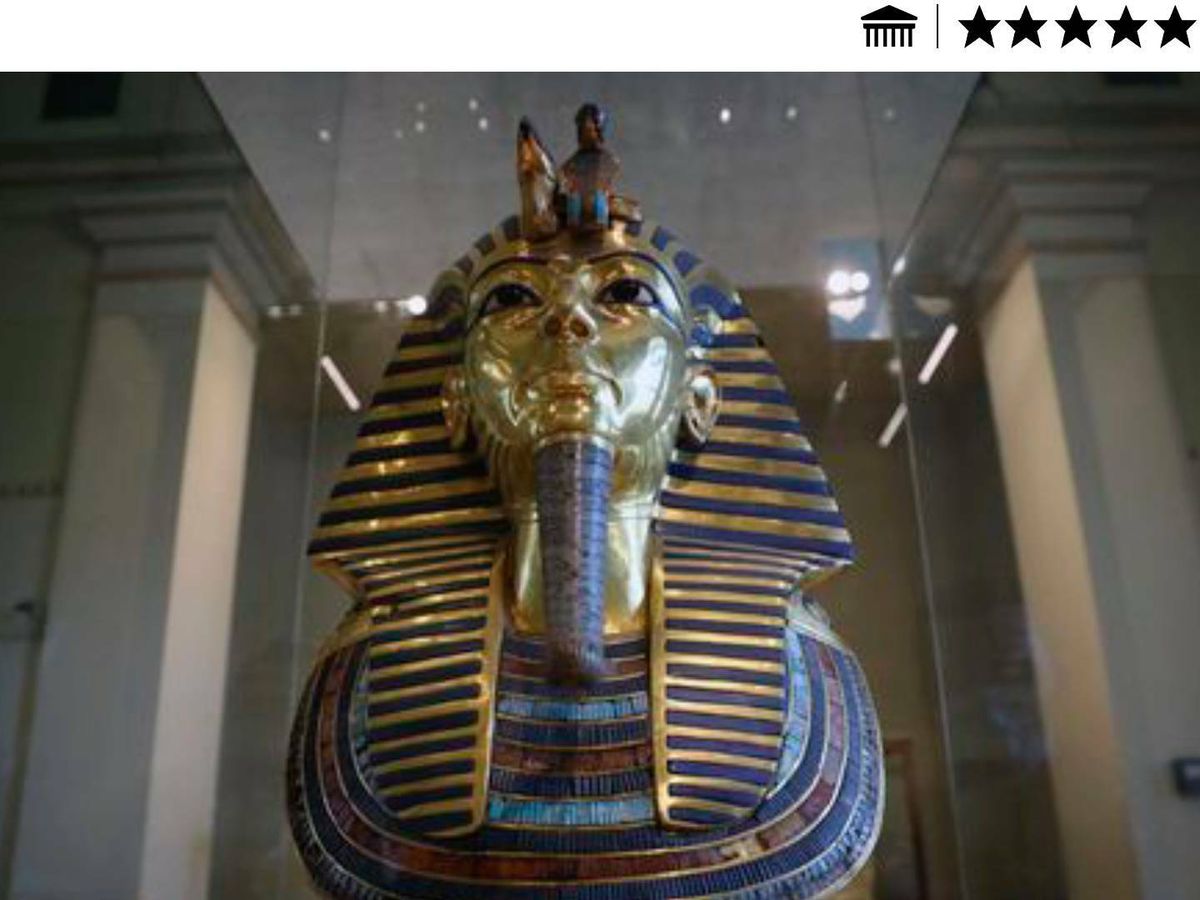 Foto: La máscara funeraria de Tutankamón, expuesta en el viejo Museo Egipcio de Antigüedades. (EFE/Khaled Elfiqi)