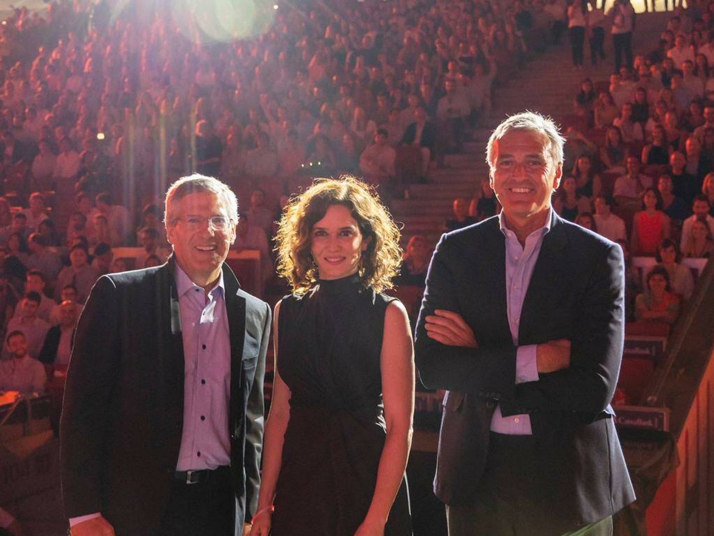 Bob Moritz, presidente global de PwC, Isabel Díaz Ayuso, presidenta de la CAM, y Gonzalo Sánchez, presidente de PwC. (PwC)