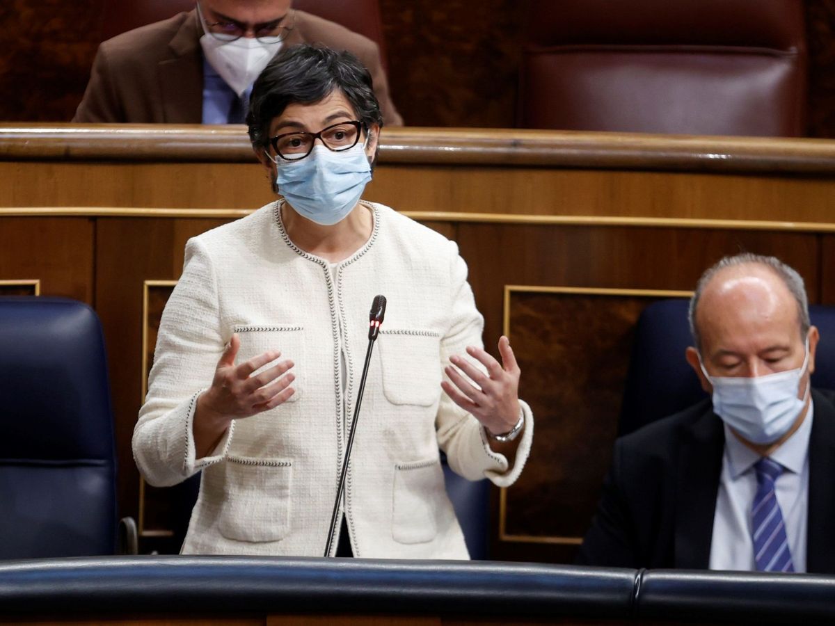 Foto: La ministra de Asuntos Exteriores, Arancha González Laya, durante su intervención en la sesión de control al Ejecutivo de este miércoles en el Congreso. (EFE)
