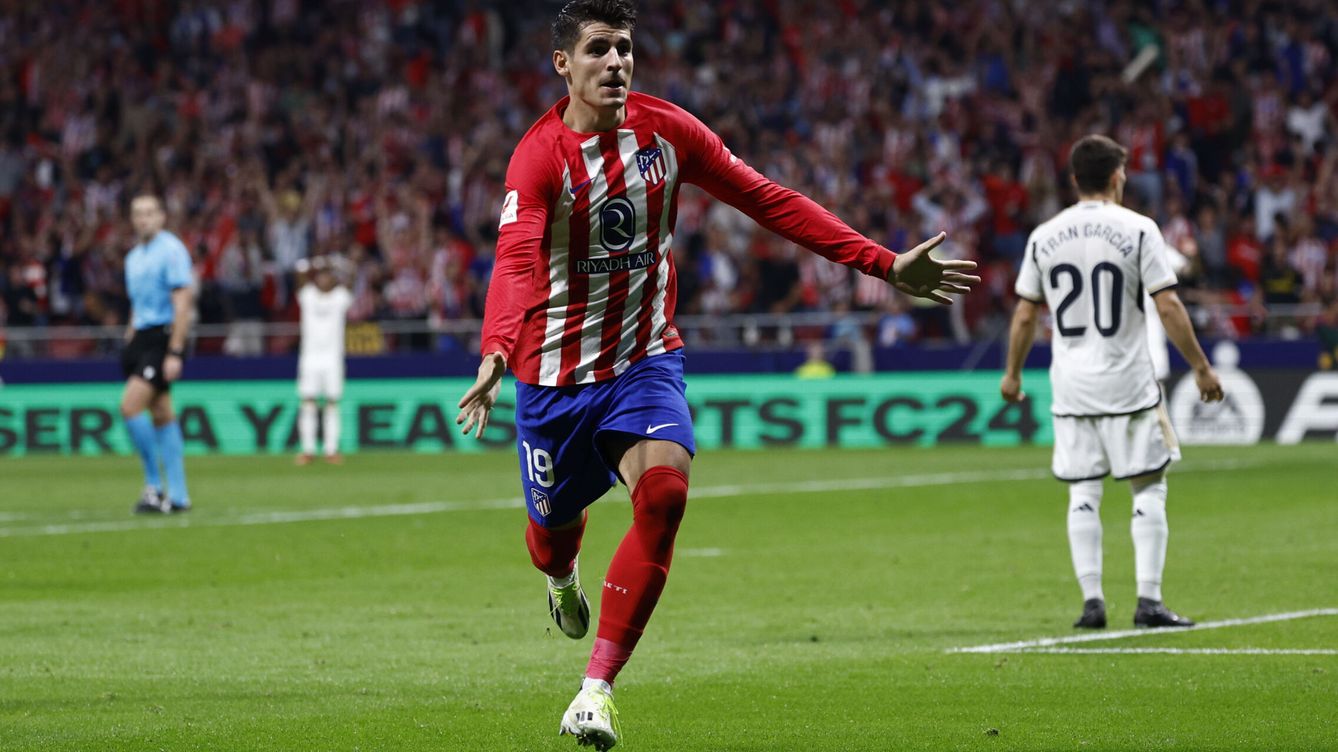 Foto: El delantero del Atlético de Madrid celebra su gol contra el Real Madrid. (EFE/Rodrigo Jiménez)