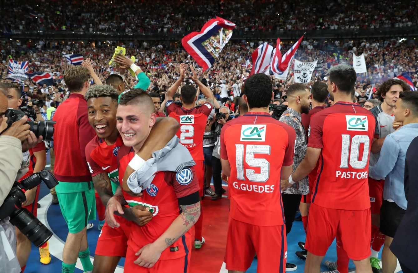 Verratti celebra la Copa de Francia ganada por el PSG. (Reuters)