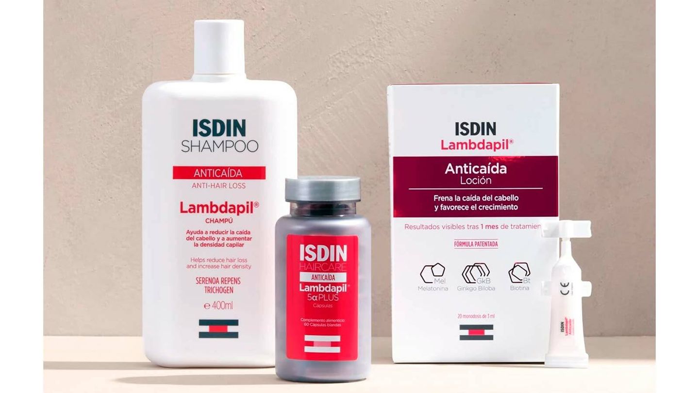Algunos de los productos de la gama anticaída Lambdapil de ISDIN