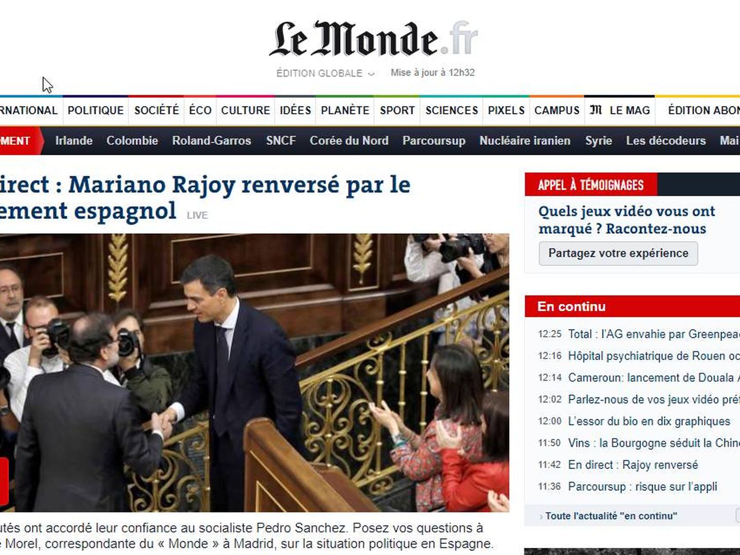 Noticia en el medio francés Le Monde