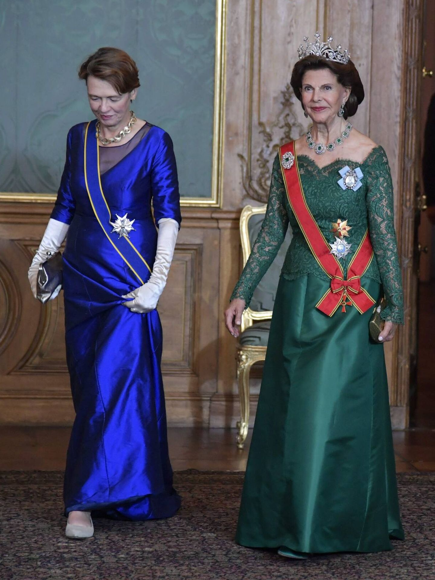 La reina Silvia, junto a la esposa del presidente alemán. (Cordon Press)