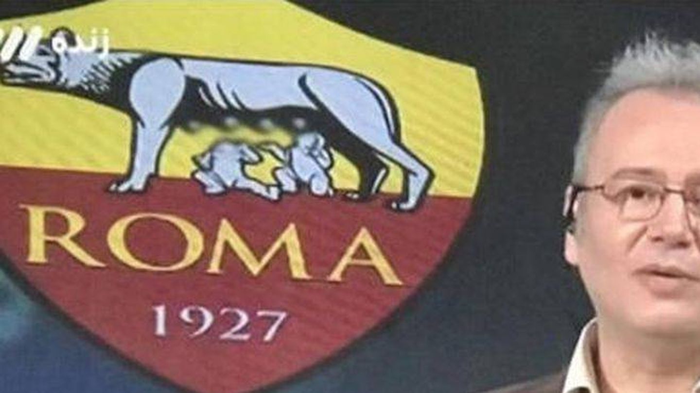 El escudo de la Roma, censurado por la televisión iraní en el 2018. 