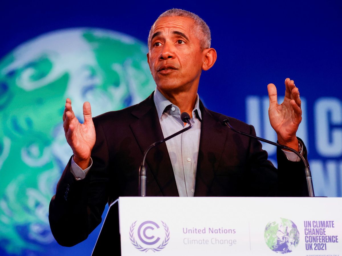 Foto: Barack Obama, durante su intervención en la COP26. (Reuters/Phil Noble)