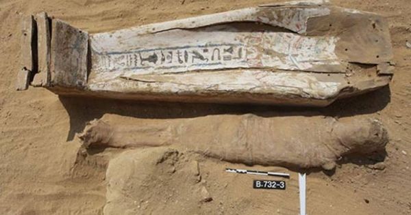 Foto: Uno de los sarcófagos descubiertos en Saqqara. (FOTO: Centro Polaco de Arqueología Mediterránea)