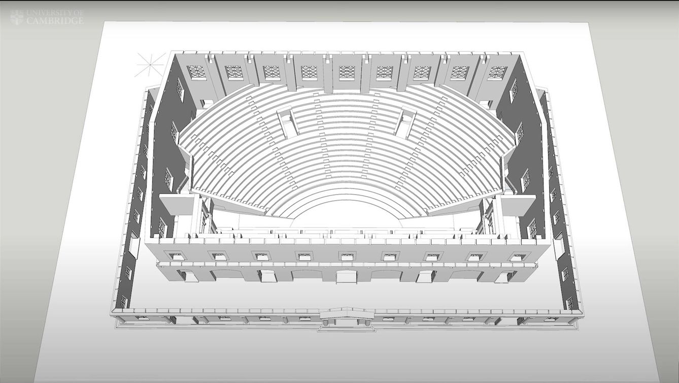 Reconstruction del raro teatro cubierto. (Alessandro Launaro/Cambridge University)
