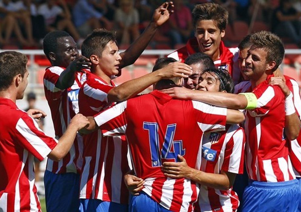 Foto: El Atlético de juveniles celebra un gol (Foto: Atlético de Madrid). 