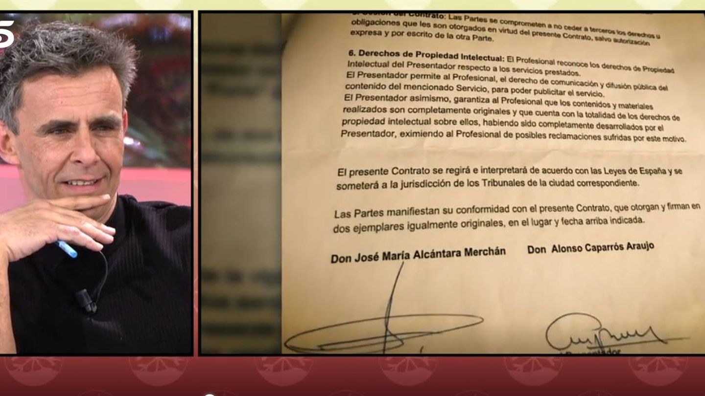 Contrato firmado por Caparrós. (Mediaset)