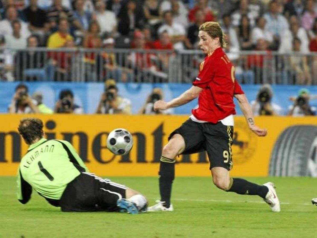 Foto: Fernando Torres, en el gol de España en la final de la Eurocopa de 2008 (EFE).