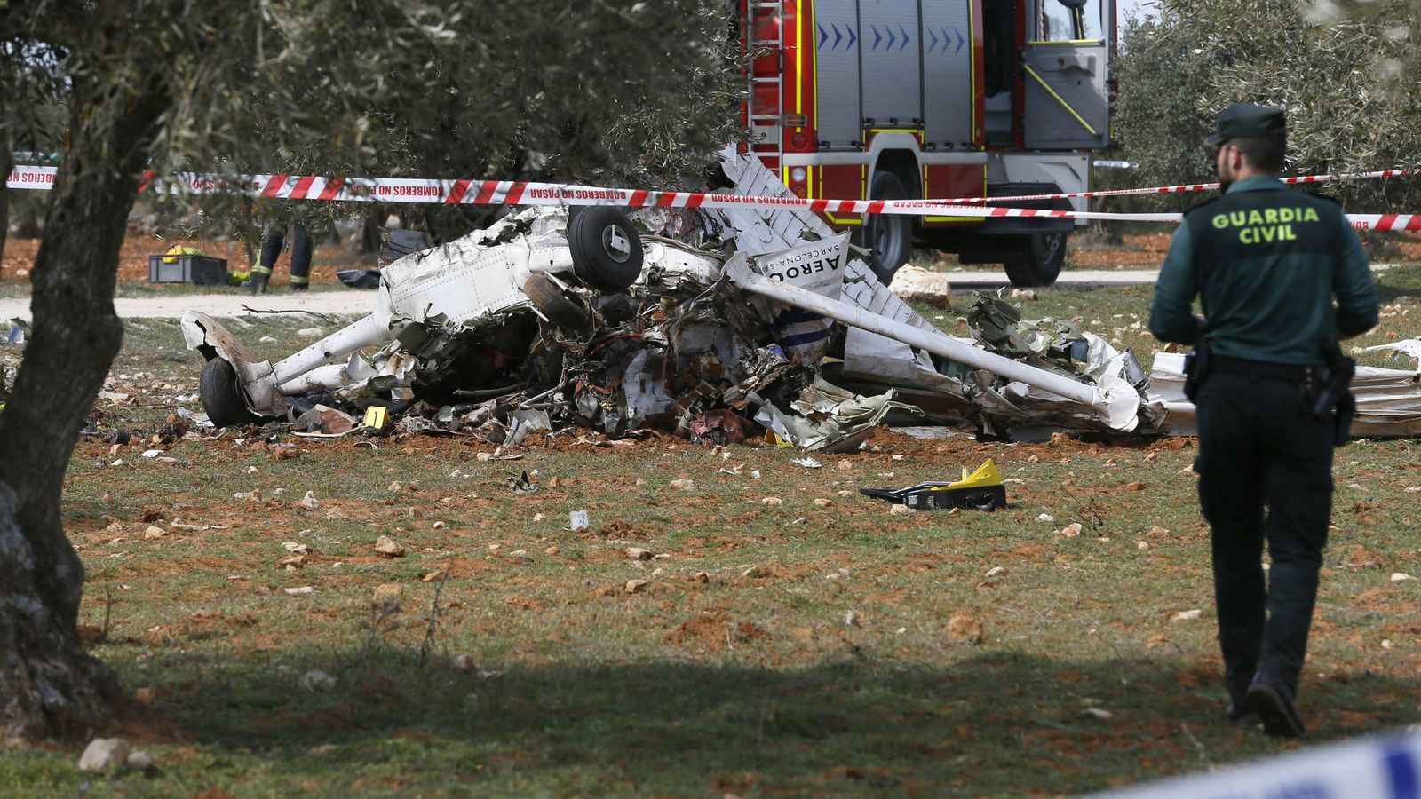 Foto: Así ha quedado la avioneta tras el accidente. (EFE)
