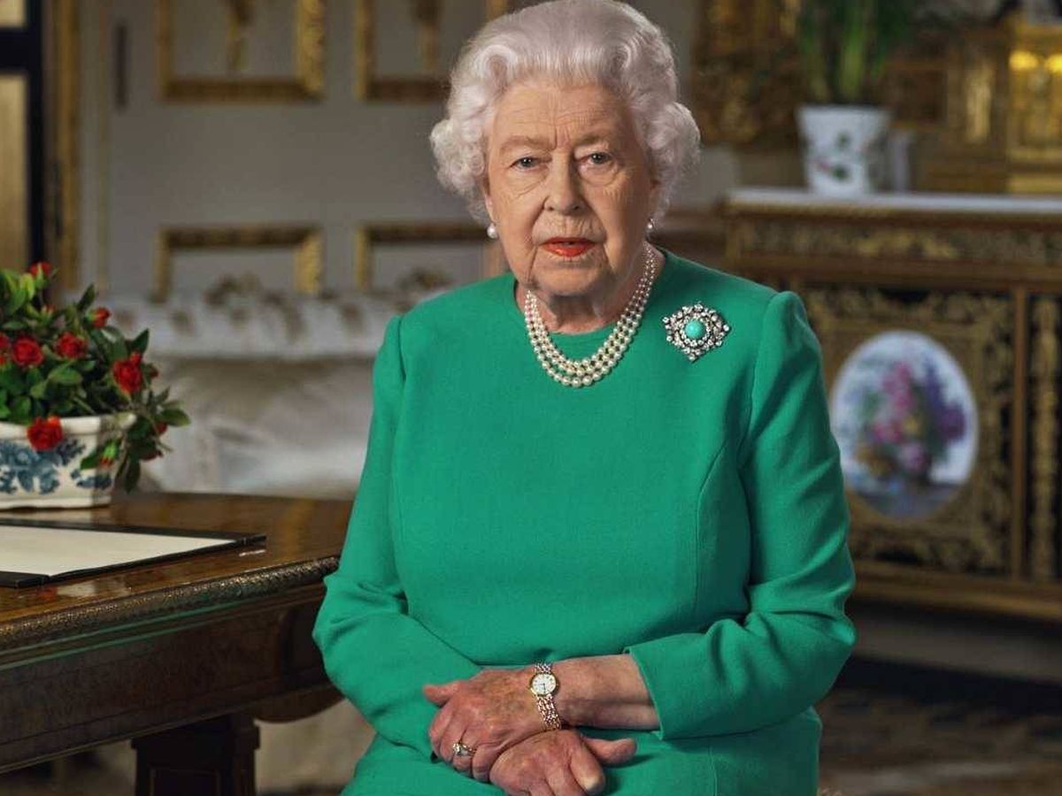 Foto: Isabel II de Inglaterra, durante la grabación del mensaje en Buckingham Palace.  AFP