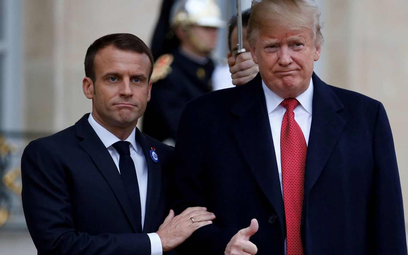 Macron y Trump antes de la reunión en el Eliseo. (Reuters)