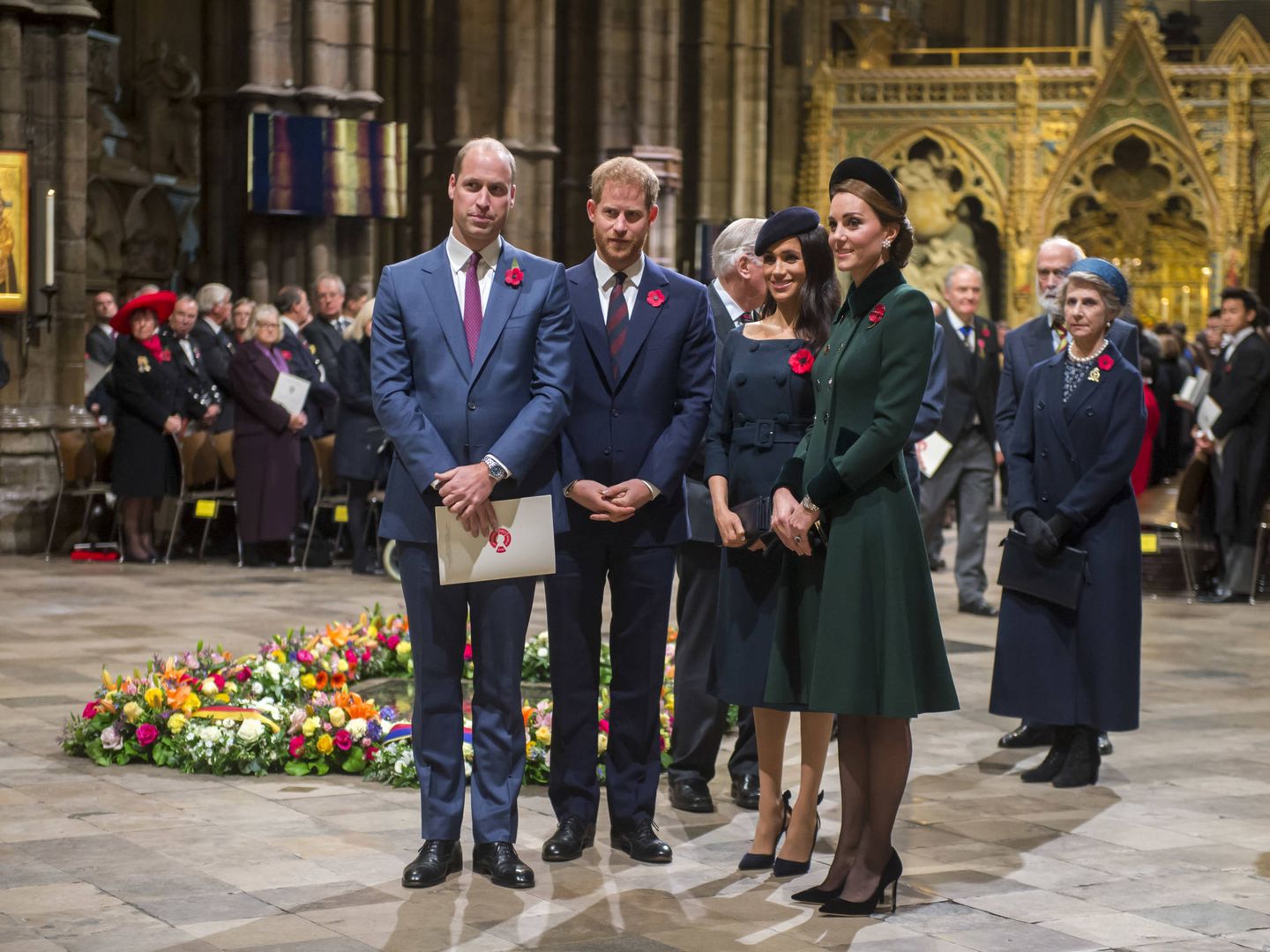 Los duques de Sussex y los duques de Cambridge en el Día del Recuerdo de 2018. (Getty)