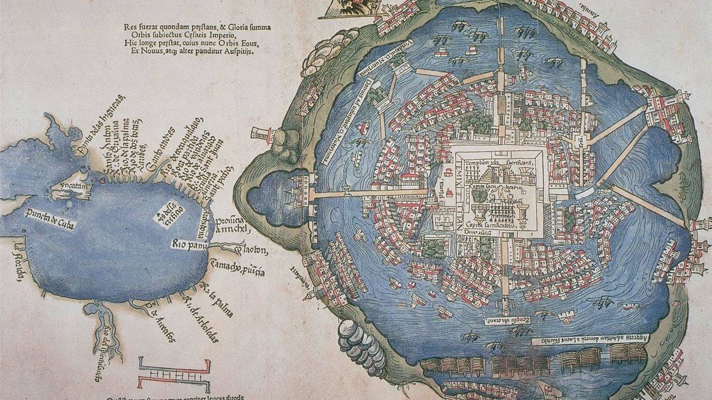 Mapa de Tenochtitlán fechado en 1524. (Friedrich Peypus/C.C.) 