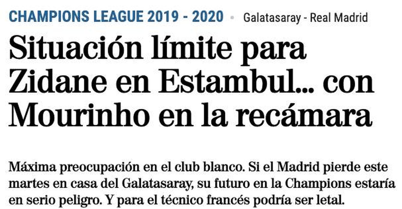 Noticia publicada en 'El Mundo' tras la derrota del Madrid en Mallorca.