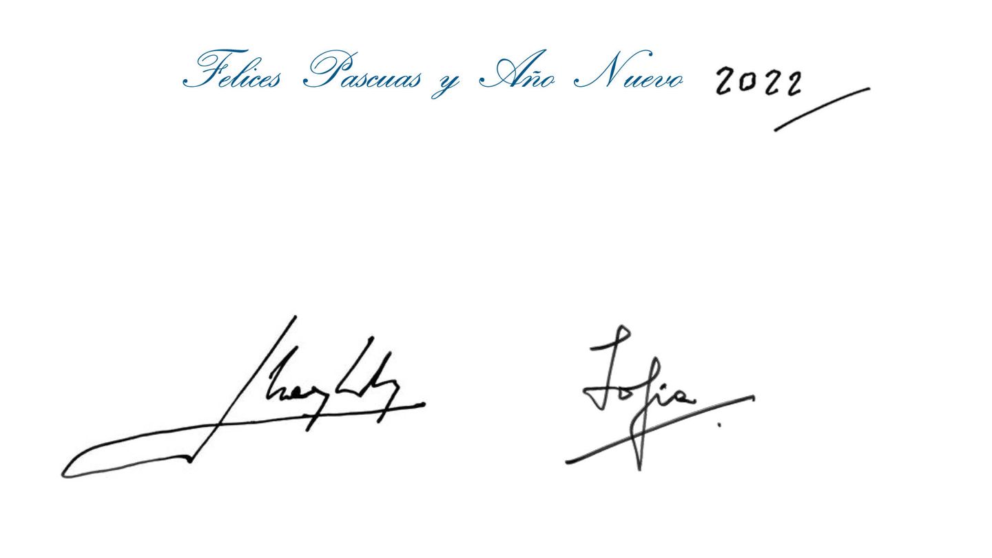 Detalla de la dedicatoria y las firmas de don Juan Carlos y Sofía. (Casa Real)
