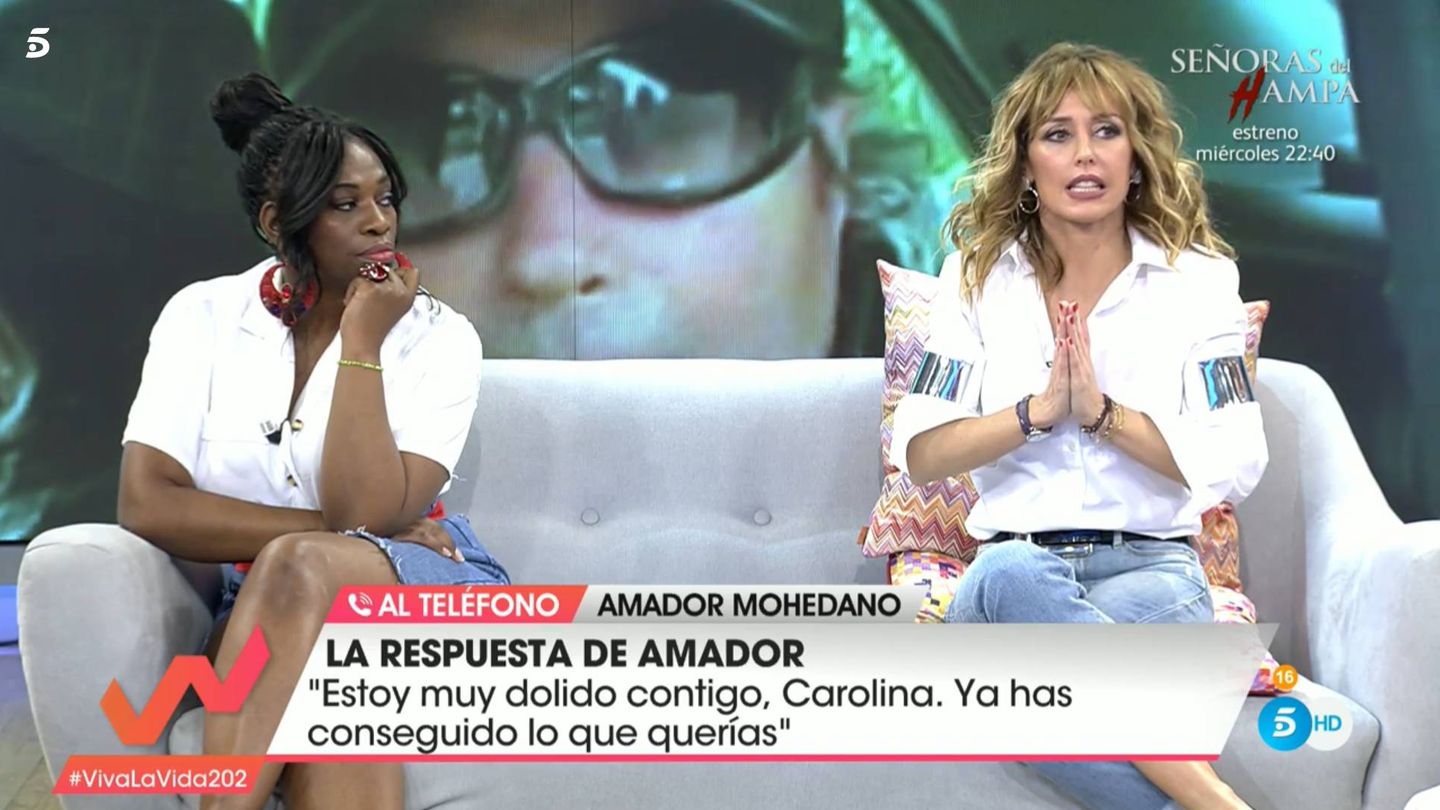 Carolina Sobe y Emma García, en 'Viva la vida'. (Telecinco)