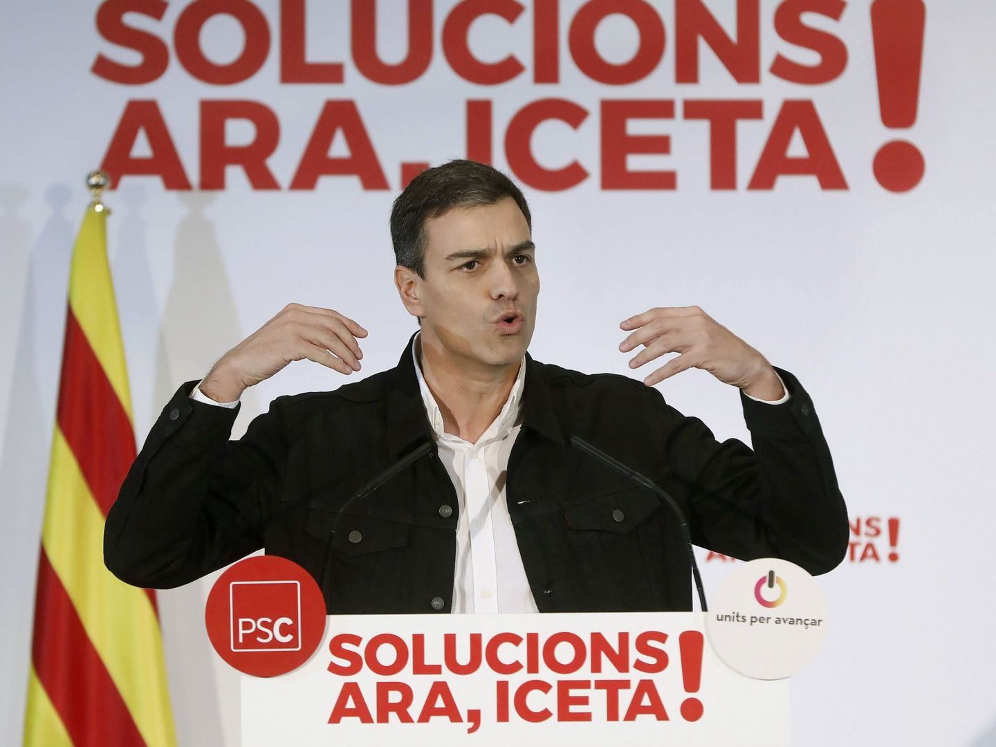 Pedro Sanchez en el mitin electoral celebrado en Mataro (Barcelona). (EFE)