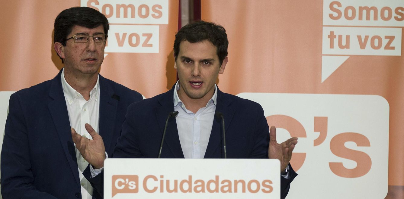 Juan Marín, candidato de Ciudadanos a la Junta de Andalucía (i) junto al líder de la formación Albert Rivera (EFE)
