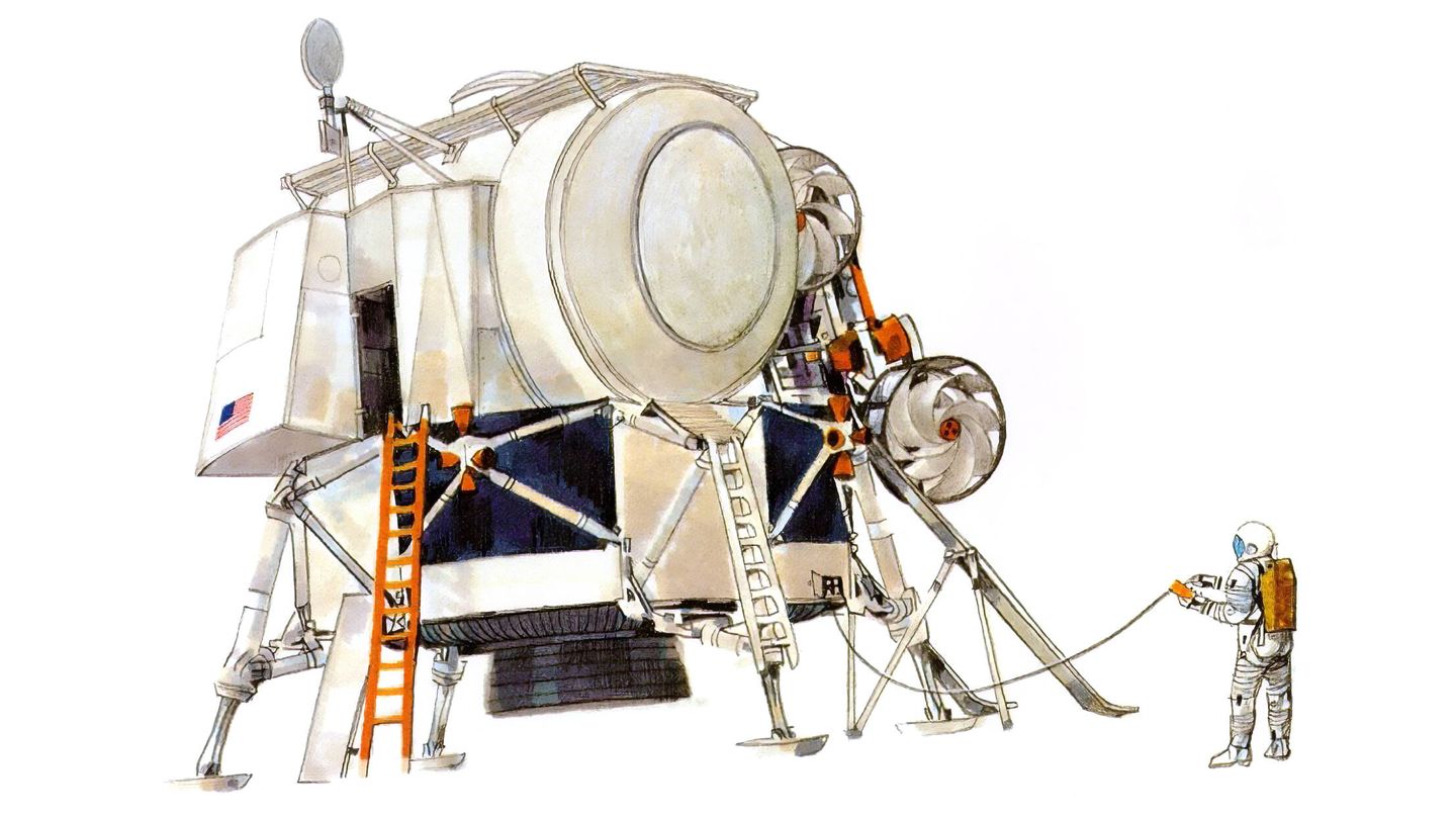 Uno de los Truck LM (módulo lunar camión), diseñado el transporte de equipo a la superficie lunar. (Grumman)