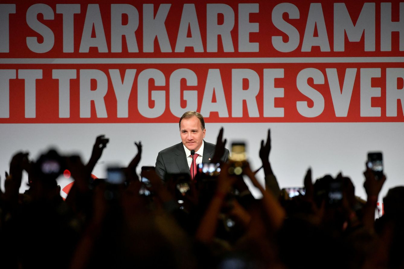 Stefan Löfven celebra en la sede del partido su victoria electoral. (Reuters)