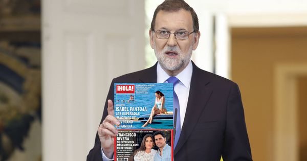 Foto:  Mariano Rajoy con un ejemplar de la revista en un (burdo) montaje de Vanitatis