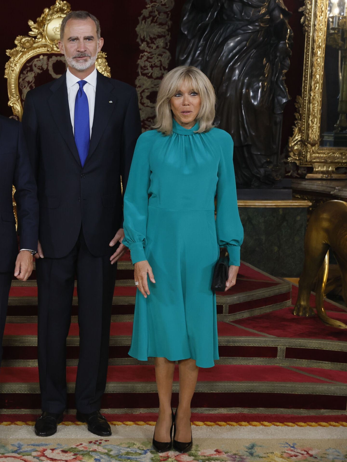 Brigitte Macron, durante la cena de bienvenida en el Palacio Real. (EFE)