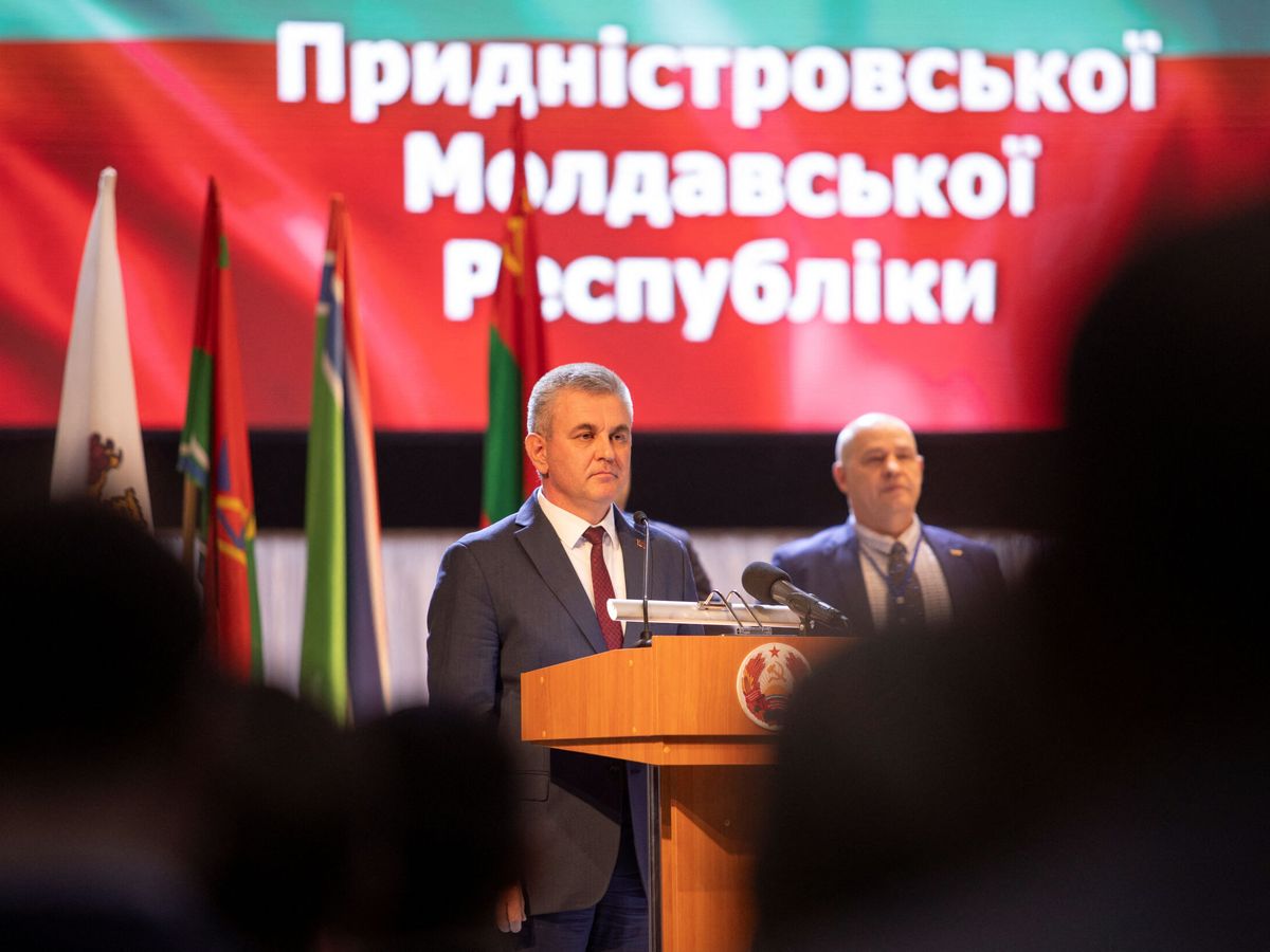 Foto: Vadim Krasnoselski, presidente de Transnistira, el 28 de febrero. (Reuters/Vladislav Bachev)