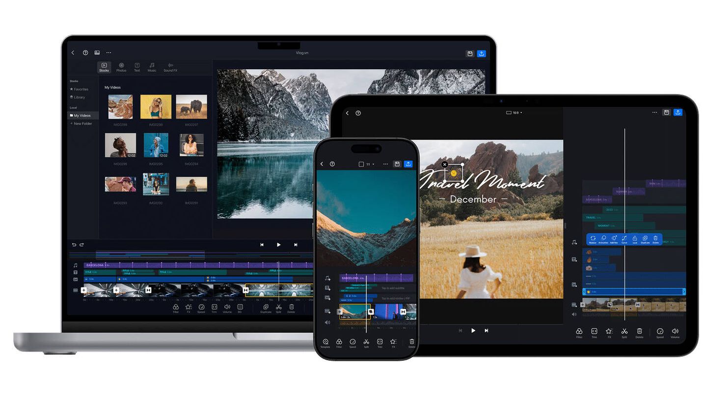 VN Video Editor (arriba) y Capcut son dos de los mejores editores de víeo gratuitos.