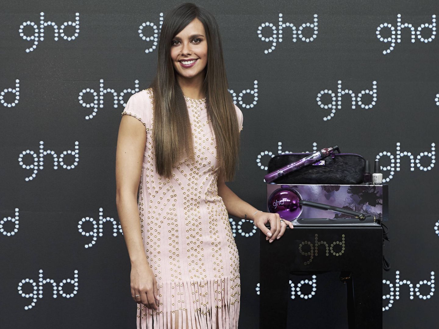 La presentadora Cristina Pedroche posa durante una presentación de ghd en Madrid (Getty Images)