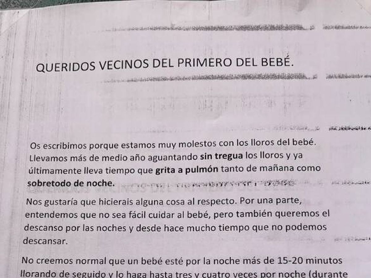 Foto: Surrealista pelea de vecinos por culpa de un bebé en Cataluña: así es el comunicado que arrasa en redes. (Twitter)
